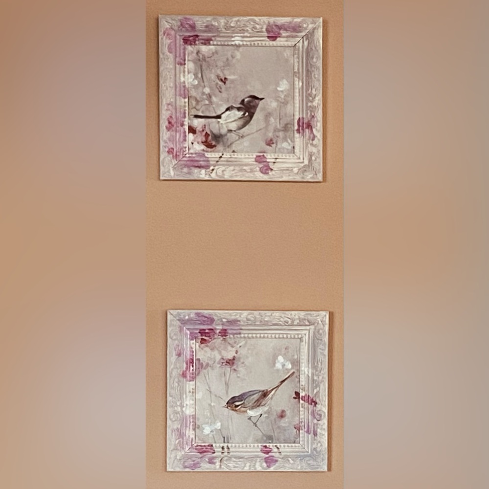 Galaxy Graphics Framed Wallhanging Set- 9x9” Pink & White Bird 3D Oil Paintings🦩 - Picture 13 of 16